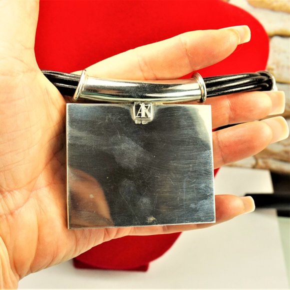 MASSIVE AMBER STERLING PENDANT MULTI LEATHER CORD NECKLACE, GIFT FOR WOMEN - Picture 6 of 11